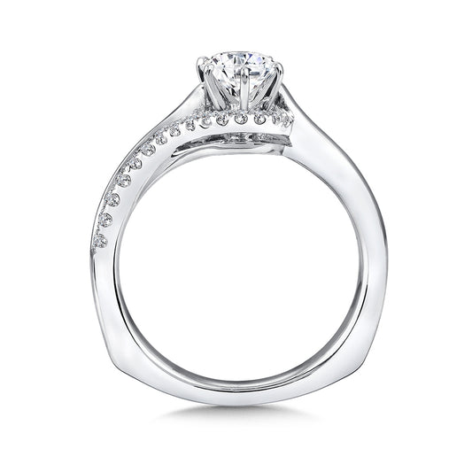 Valina 1/5 ct. tw. Diamond Bypass Round Semi-Mount Engagement Ring with European Shank in 14K White Gold front view