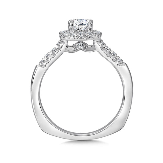 Valina 1/5 ct. tw. Diamond Halo Round Semi-Mount Engagement Ring with European Shank in 14K White Gold front view (2)