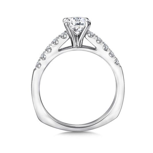 Valina 1/4 ct. tw. Diamond Round Semi-Mount Engagement Ring with European Shank in 14K White Gold front view