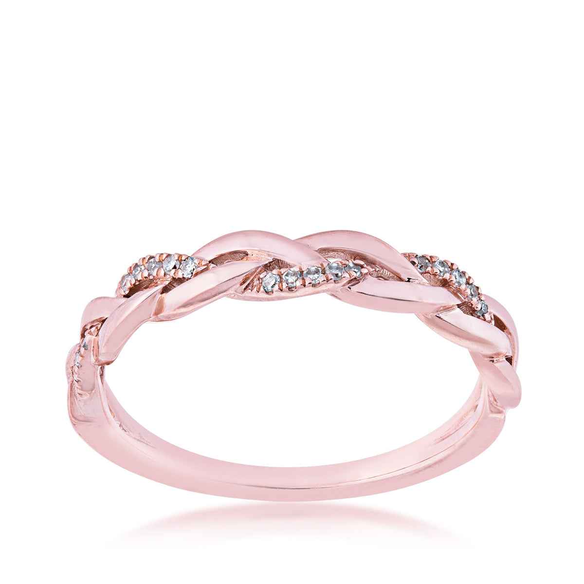 Perfect Match Diamond Accent Braided Stackable Anniversary Ring in 10K Pink Gold