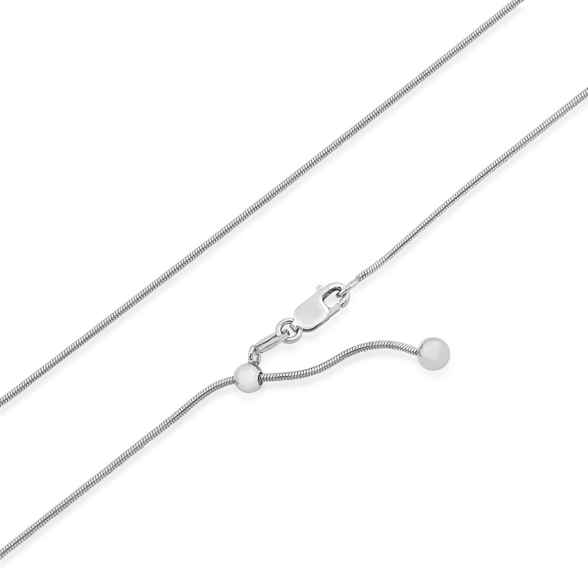 1mm 22-inch Adjustable Snake Chain in Sterling Silver front view