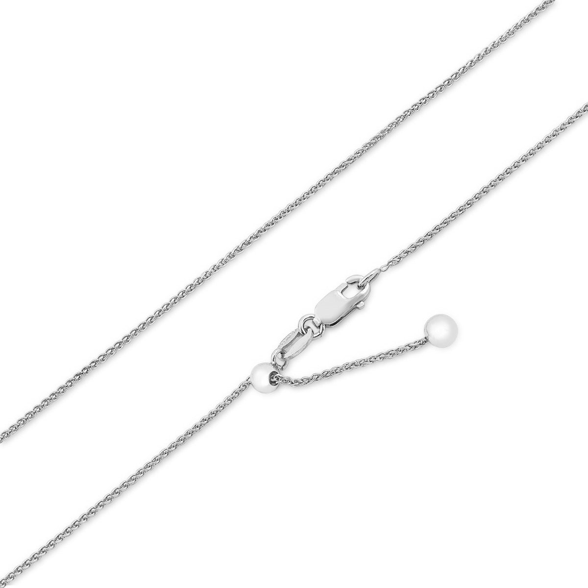 1mm 22-inch Adjustable Spiga Chain in Sterling Silver front view