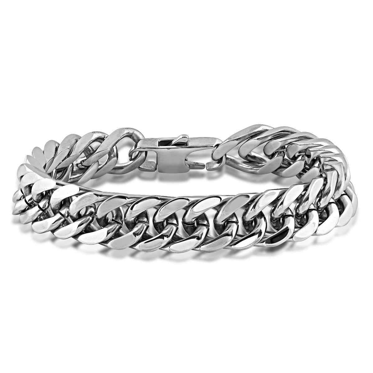12mm 8.5-inch Square Curb Bracelet in Stainless Steel