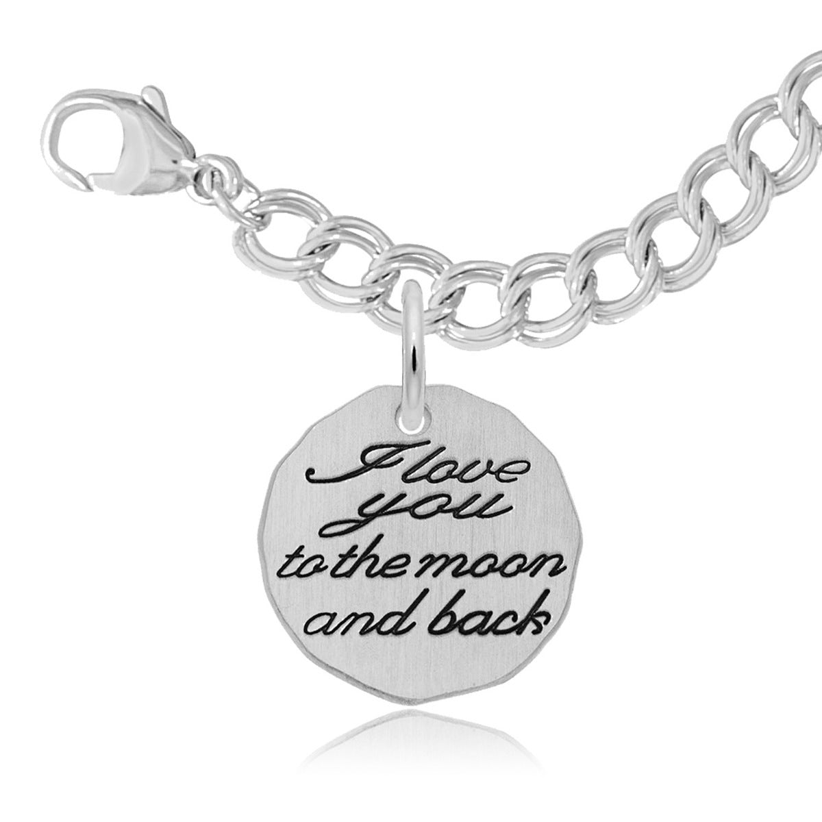 Moon and Back Charm & Bracelet Set in Sterling Silver