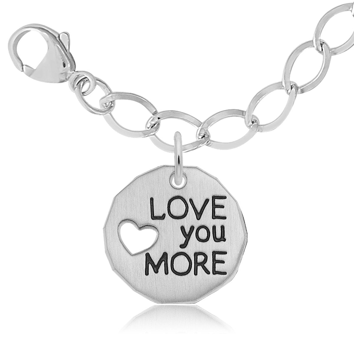 Love You More Charm & Bracelet Set in Sterling Silver