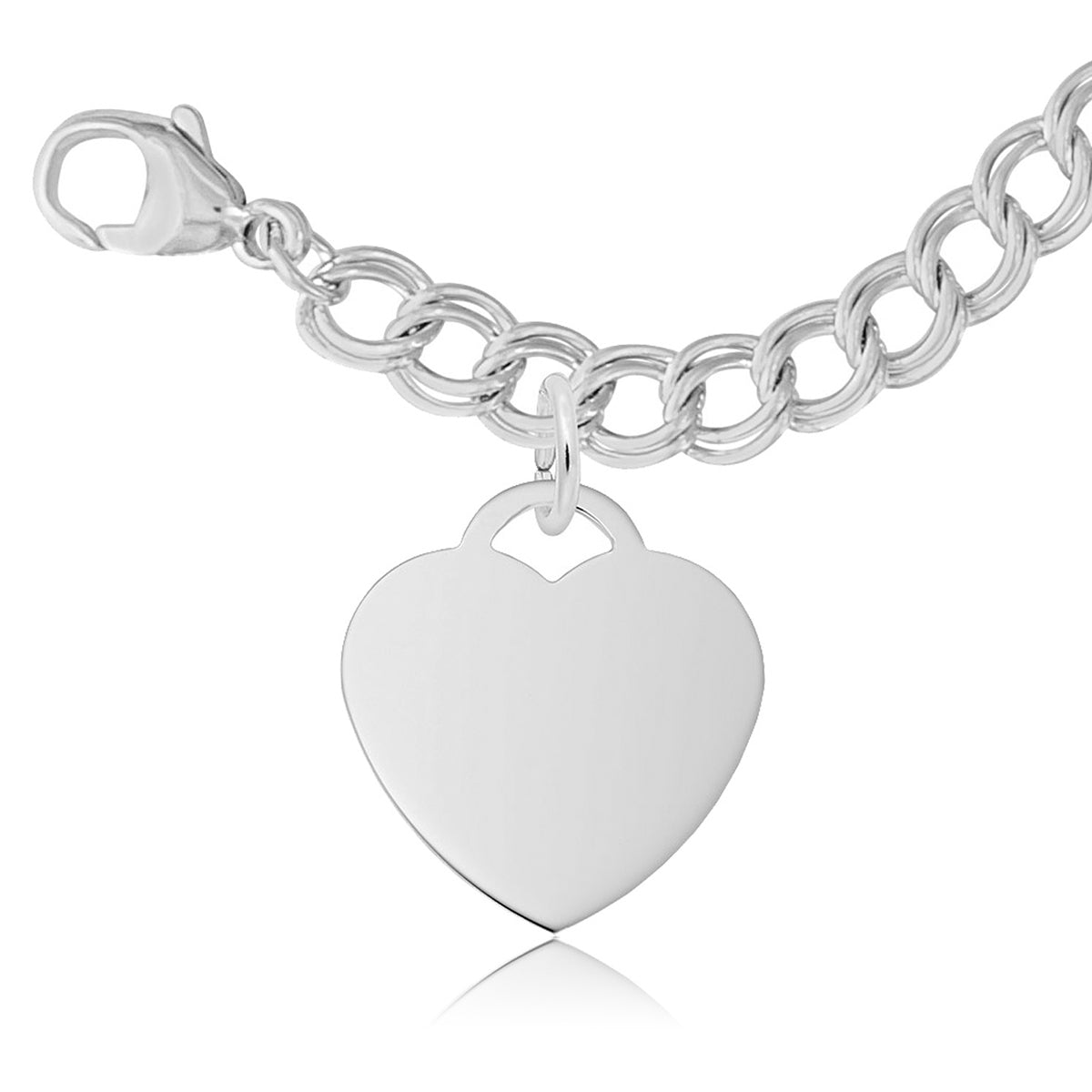 Medium Heart Charm & Bracelet Set in Sterling Silver