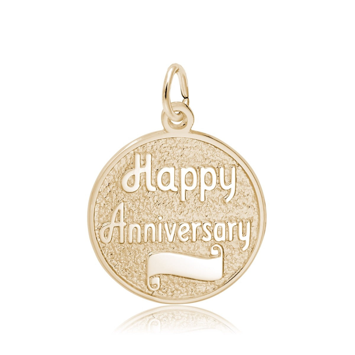 Happy Anniversary Disc Charm in 14K Yellow Gold