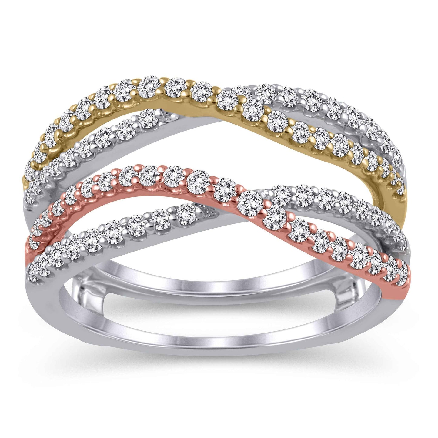 5/8 ct. tw. Diamond Crossover Wedding Ring Enhancer in 14K Tri-Tone Gold