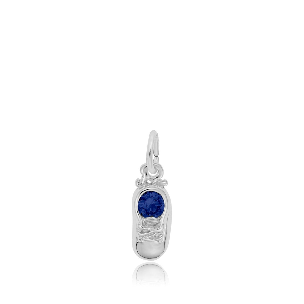 Blue Zircon September Birthstone Baby Shoe Charm in Sterling Silver
