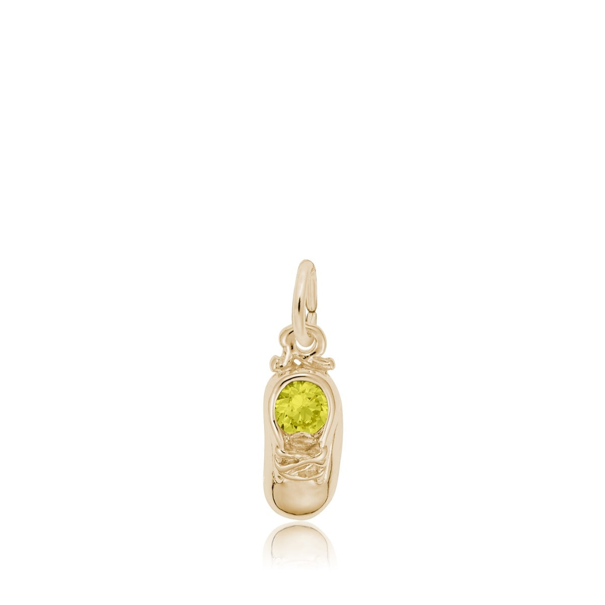 Yellow Zircon CZ November Birthstone Baby Shoe Charm in 14K Yellow Gold