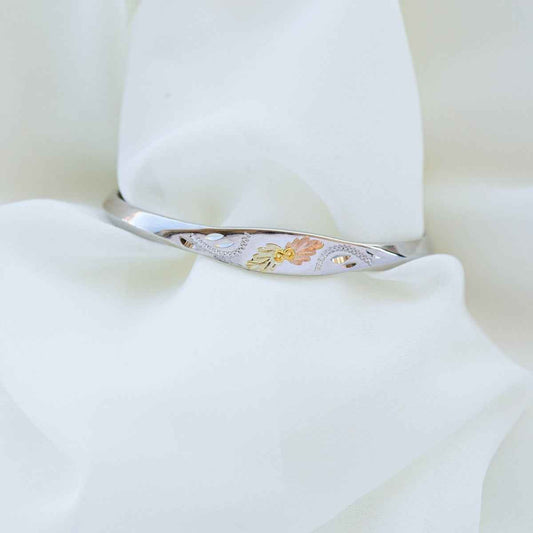 Black Hills Gold Knife Edge Cuff Bracelet in Sterling Silver front view