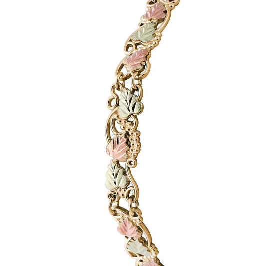 Black Hills Gold 8-inch Grapevine & Leaf Bracelet in 10K Yellow Gold front view