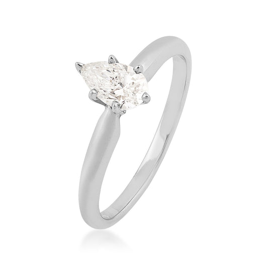 Natural 1/2 ct. tw. Pear Diamond Solitaire Engagement Ring in 14K White Gold front view