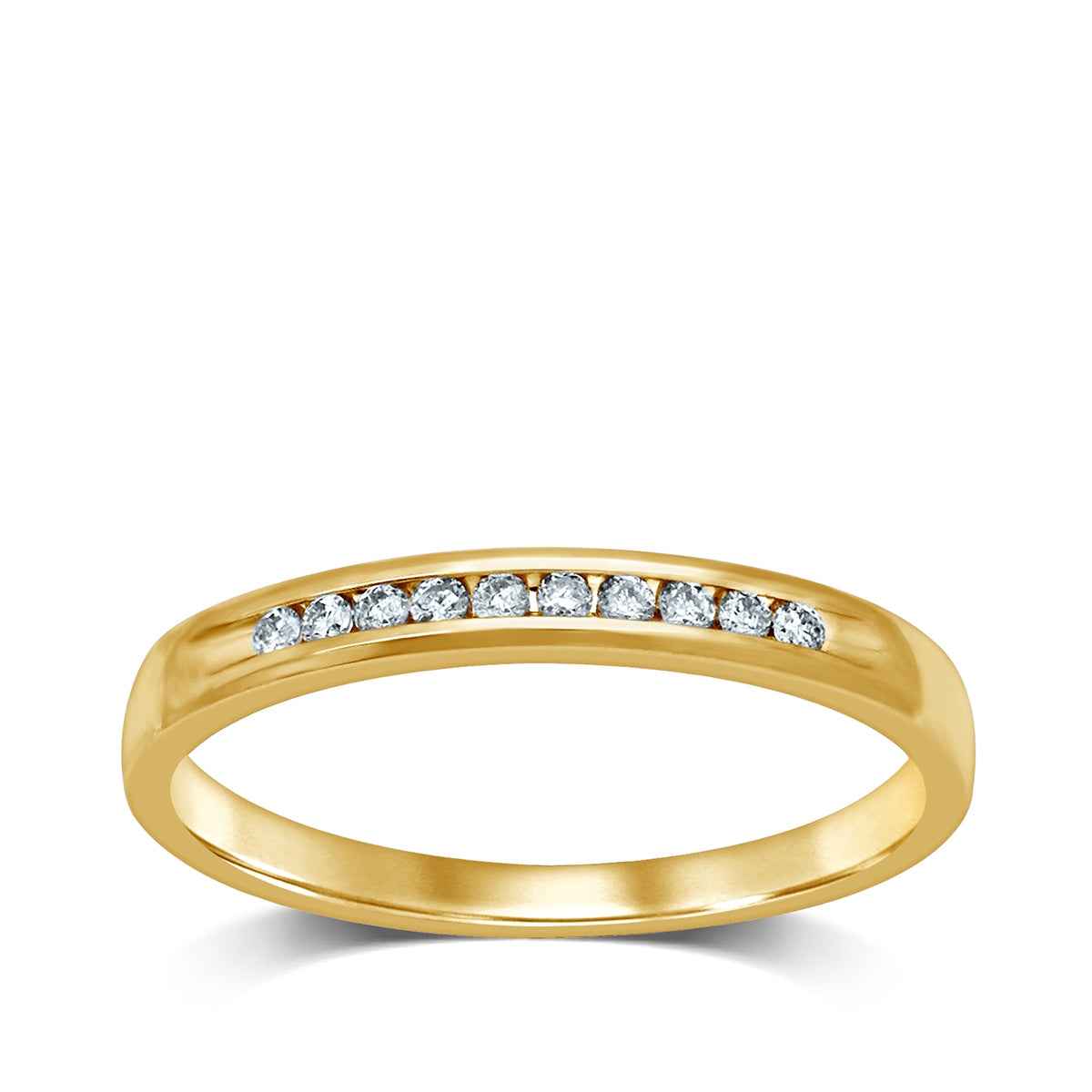 1/10 ct. tw. Channel Set Diamond Anniversary Band in 10K Yellow Gold