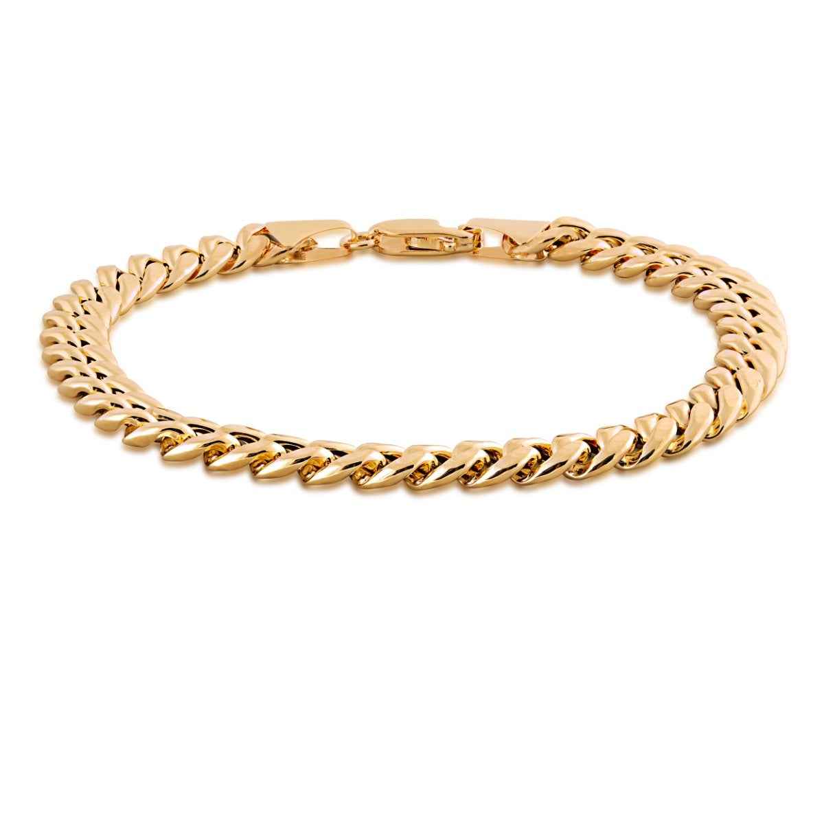 7.6mm 9-inch Semi-Solid Miami Cuban Chain Bracelet in 10K Yellow Gold