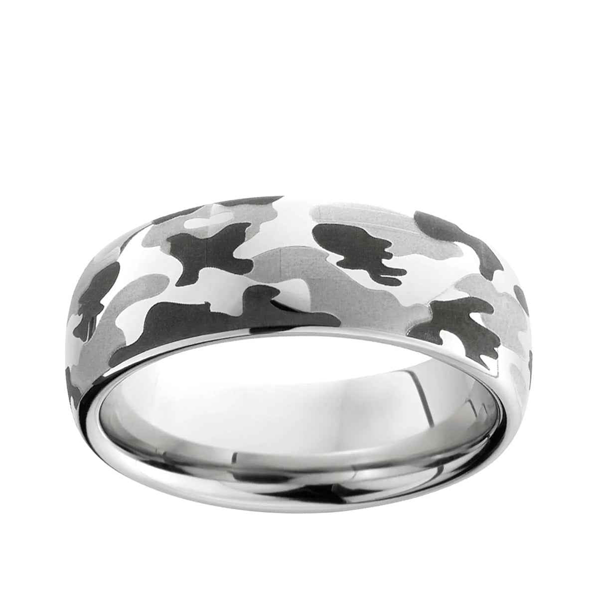 Men's 8.0mm Laser-ETched Camo Designed Wedding Band in Serinium