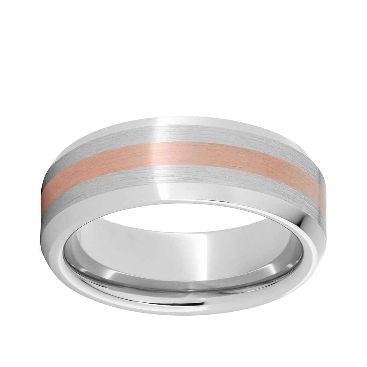 Men's 8.0mm Wedding Band with 14K Pink Gold Inlay in Serinium