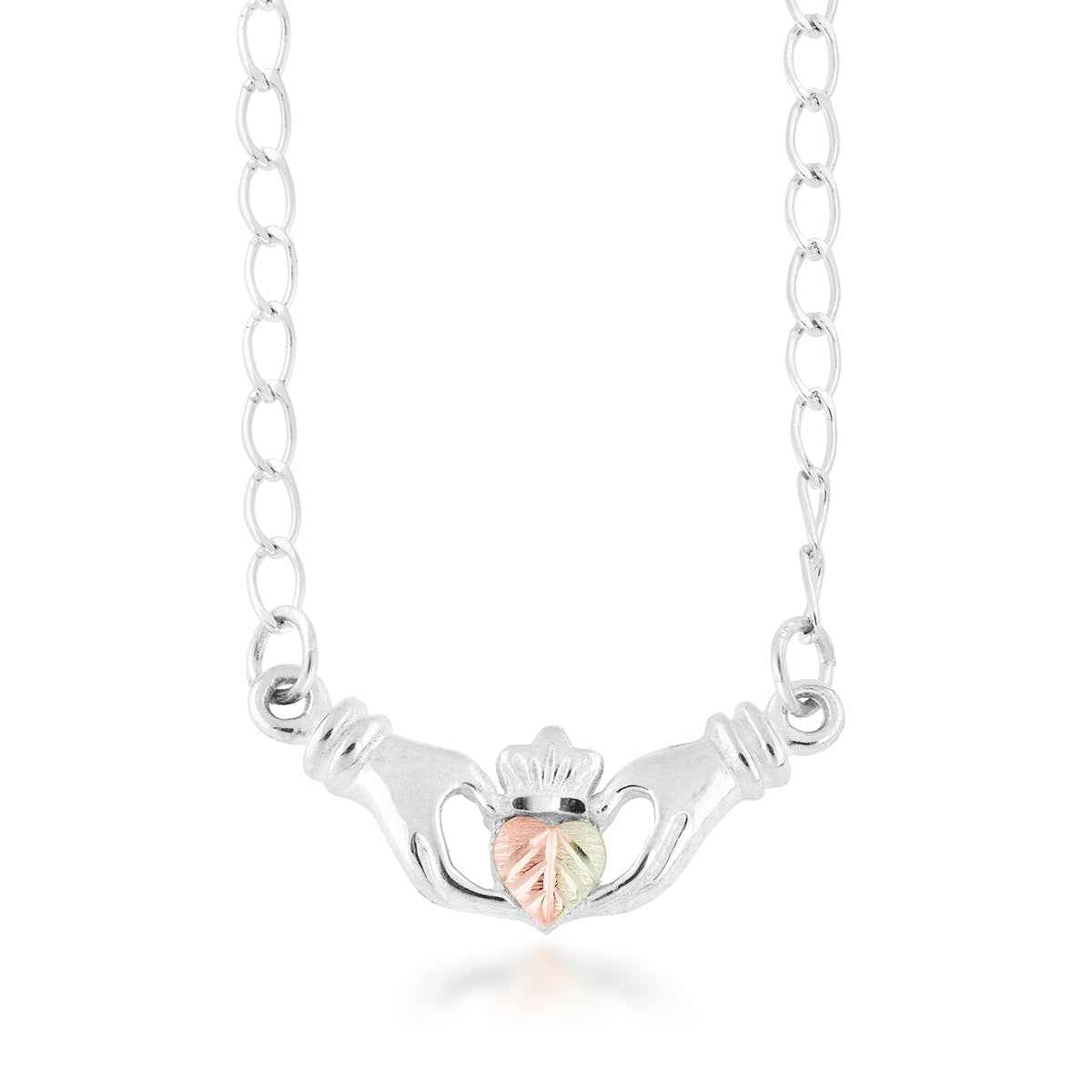 Black Hills Gold Claddagh Necklace in Sterling Silver