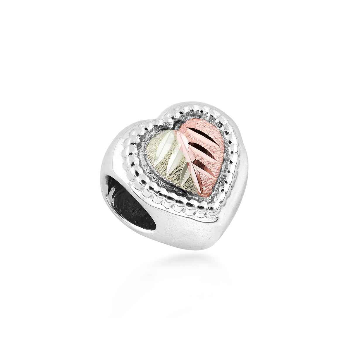 Black Hills Gold Milgrain Heart Bracelet Bead in Sterling Silver