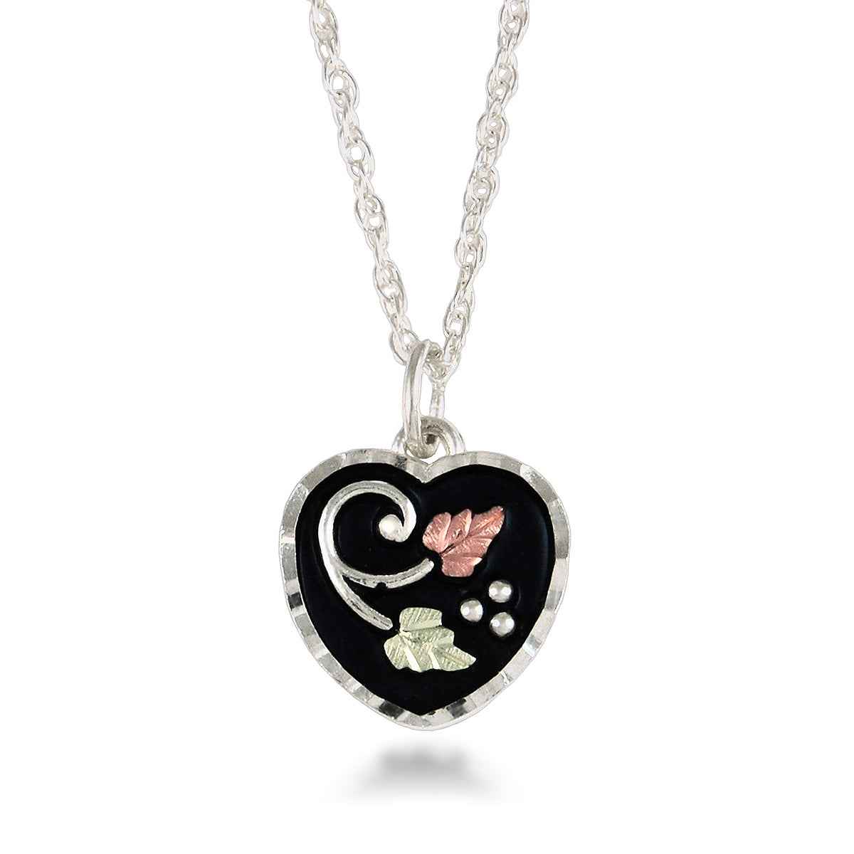 Black Hills Gold Antiqued Heart Pendant in Sterling Silver