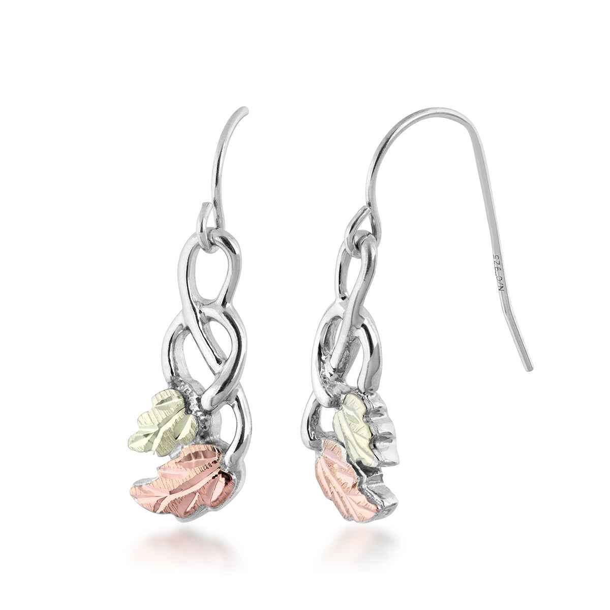 Black Hills Gold Twist Dangle Earrings in Sterling Silver