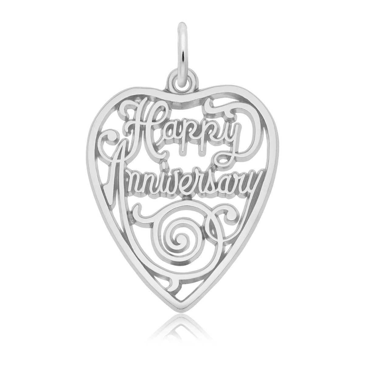 Happy Anniversary Heart Charm in Sterling Silver