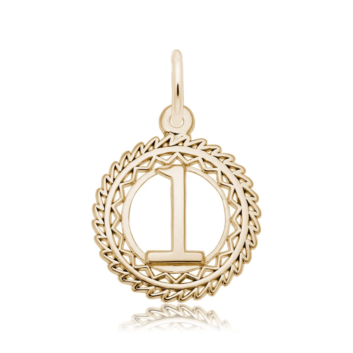 Number 1 Disc Charm in 14K Yellow Gold