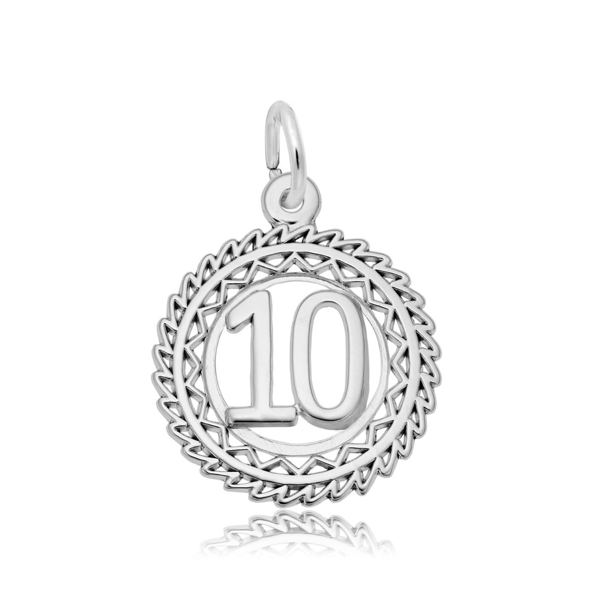Number 10 Disc Charm in Sterling Silver