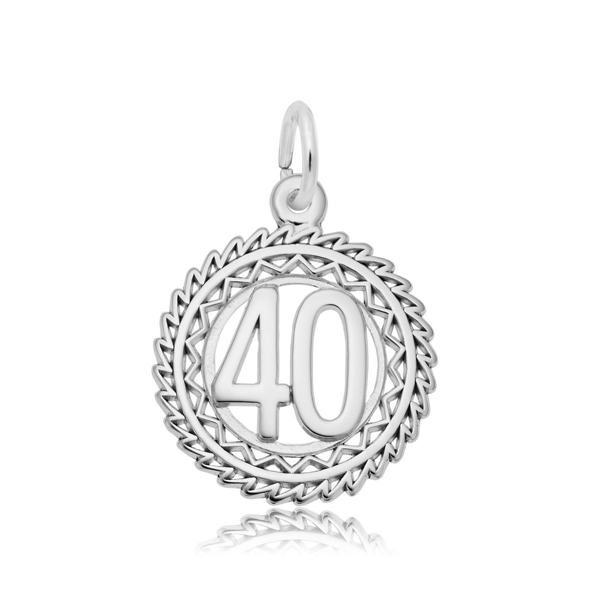 Number 40 Disc Charm in Sterling Silver