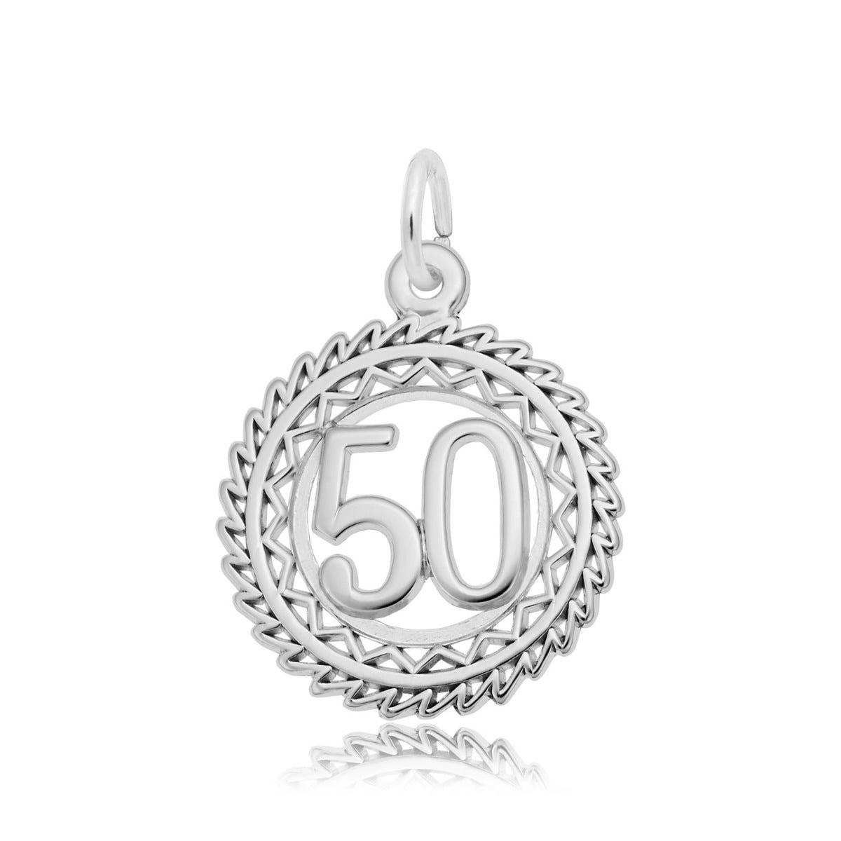 Number 50 Disc Charm in Sterling Silver