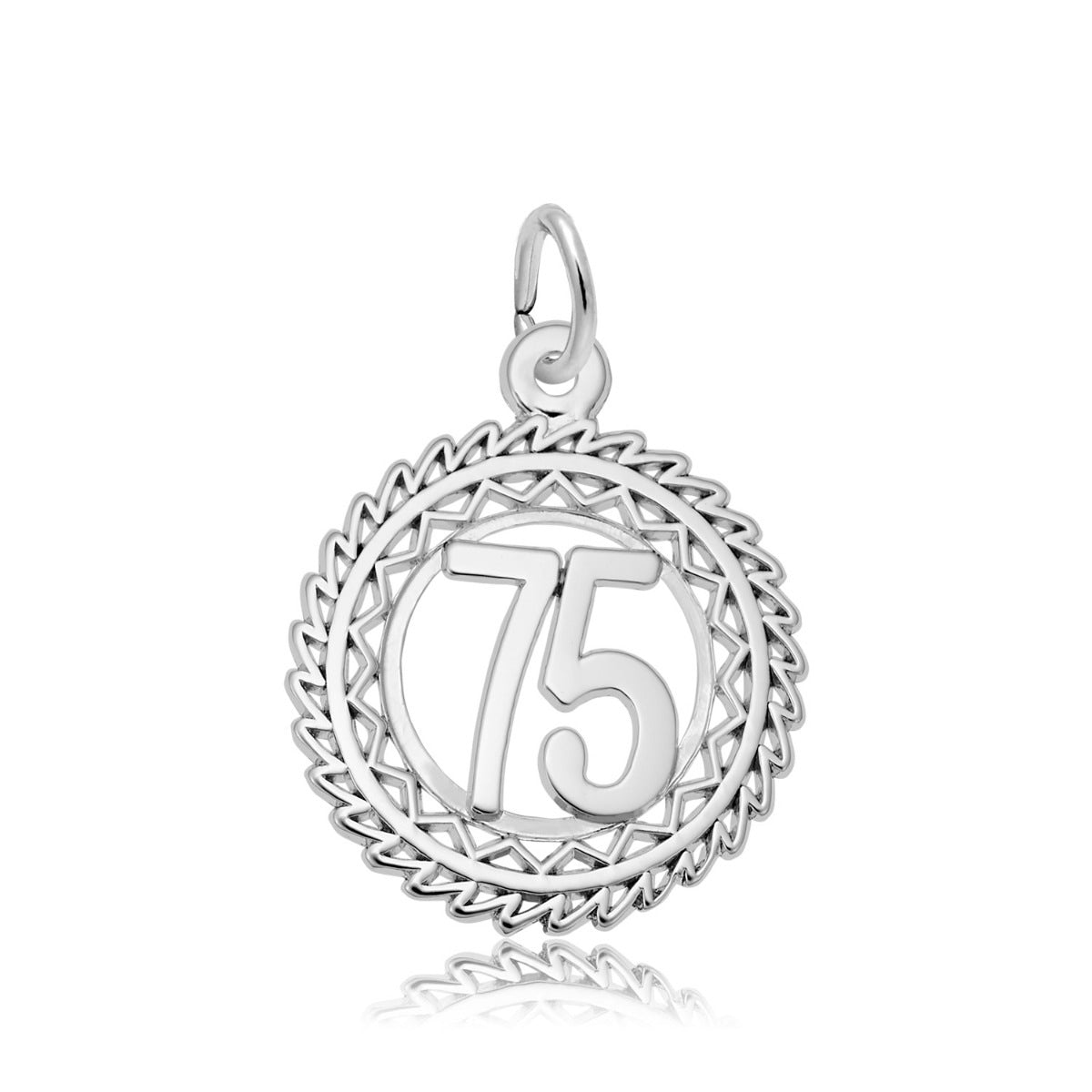 Number 75 Disc Charm in Sterling Silver