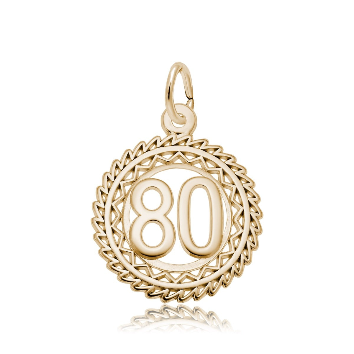 Number 80 Disc Charm in 14K Yellow Gold