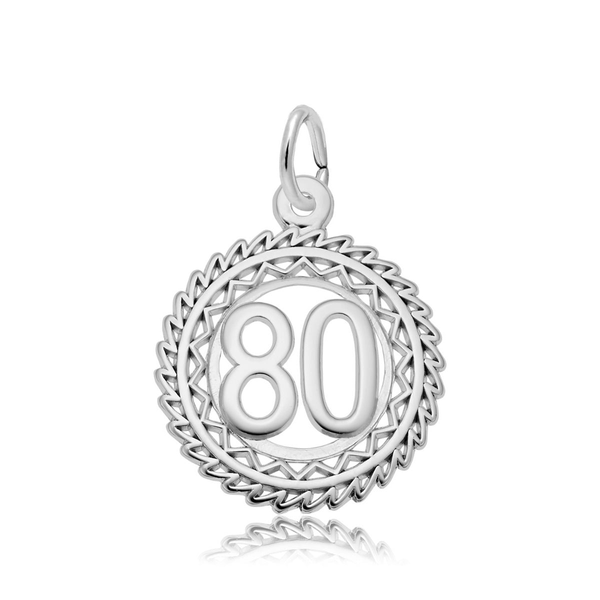 Number 80 Disc Charm in Sterling Silver