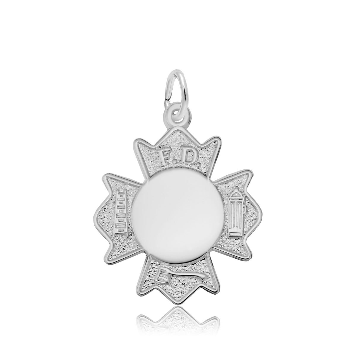 Fire Department Badge Charm in Sterling Silver