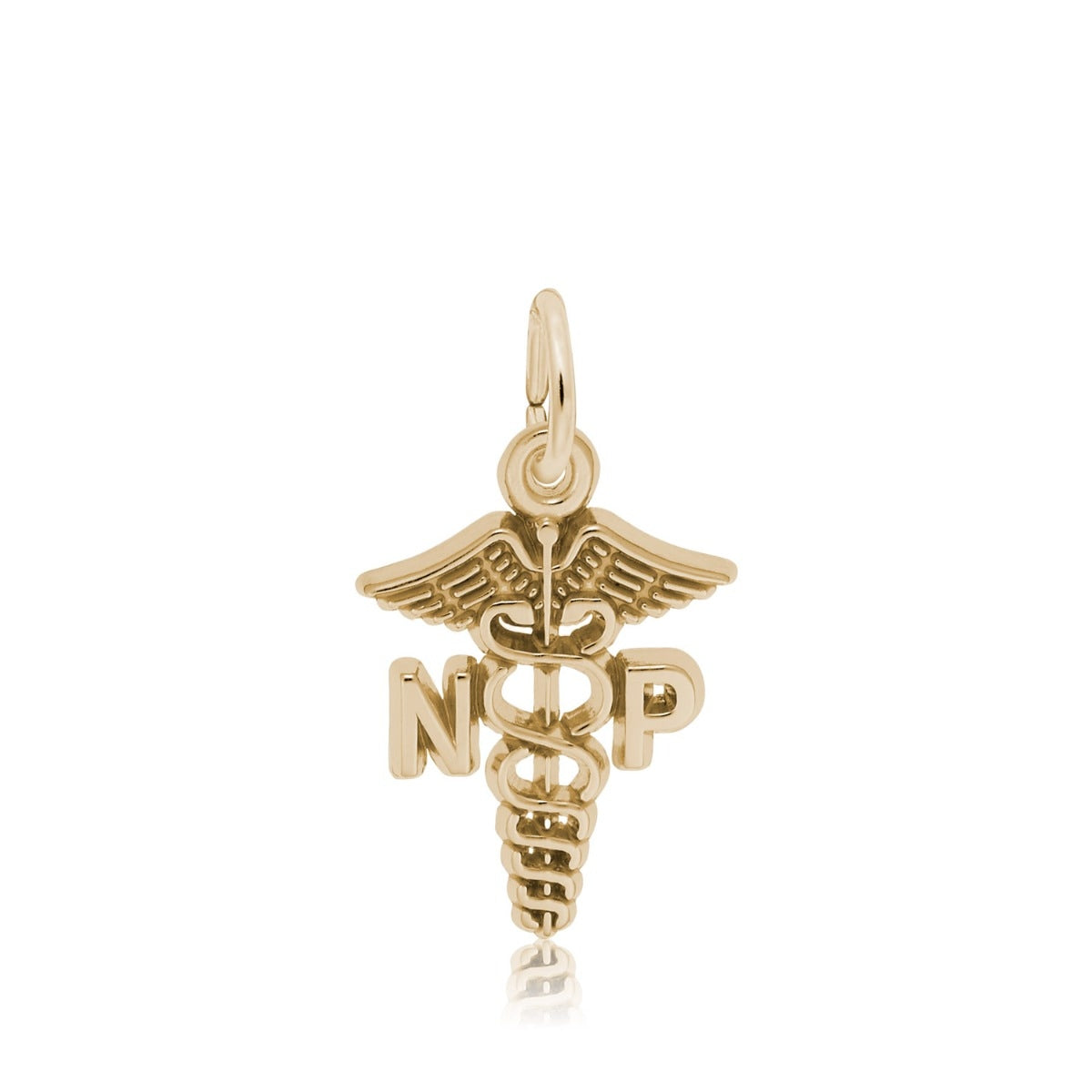 Nurse Practitioner Caduceus Charm in 14K Yellow Gold