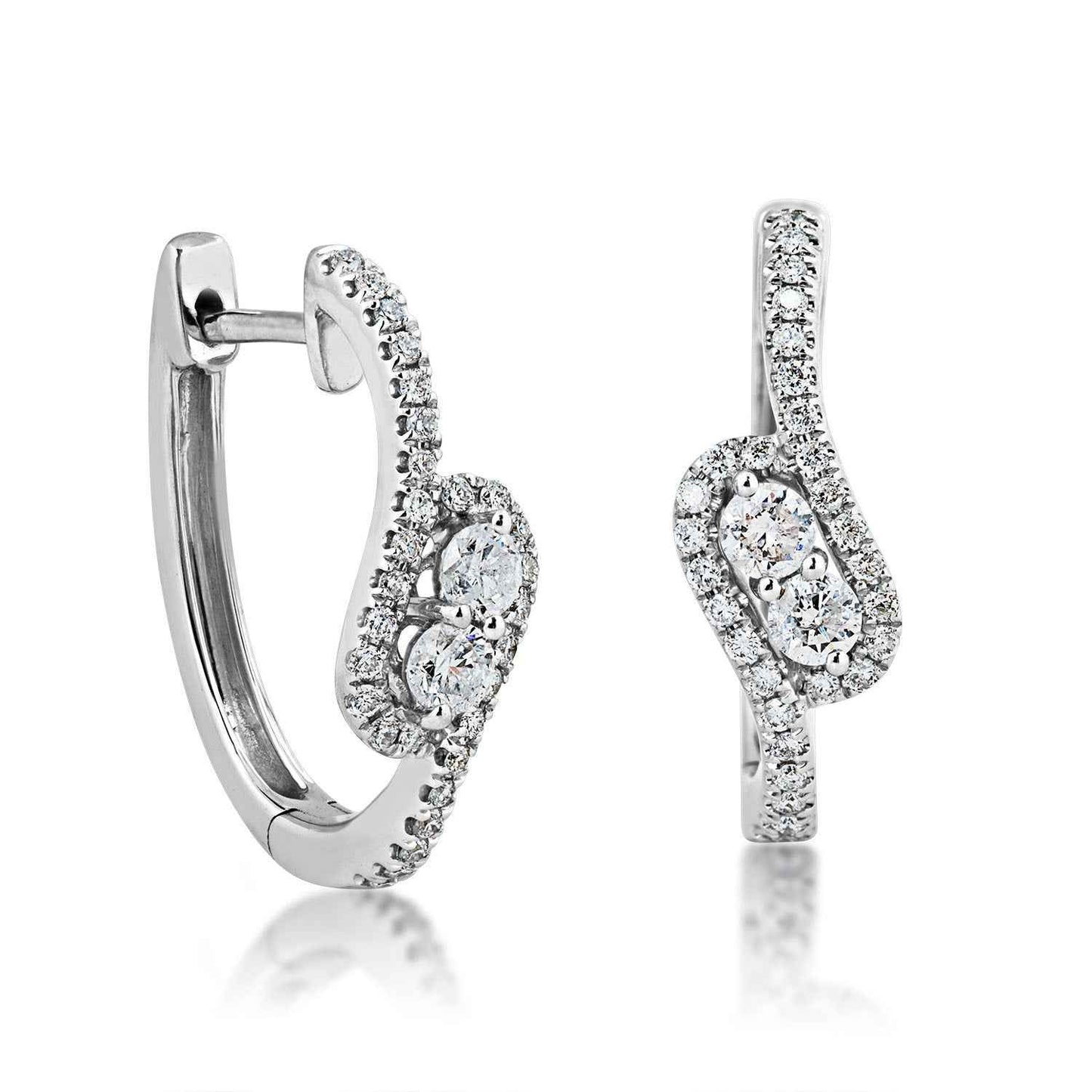 2BeLoved 5/8 ct. tw. Diamond Oval Hoop Earrings with Click Back in 10K White Gold