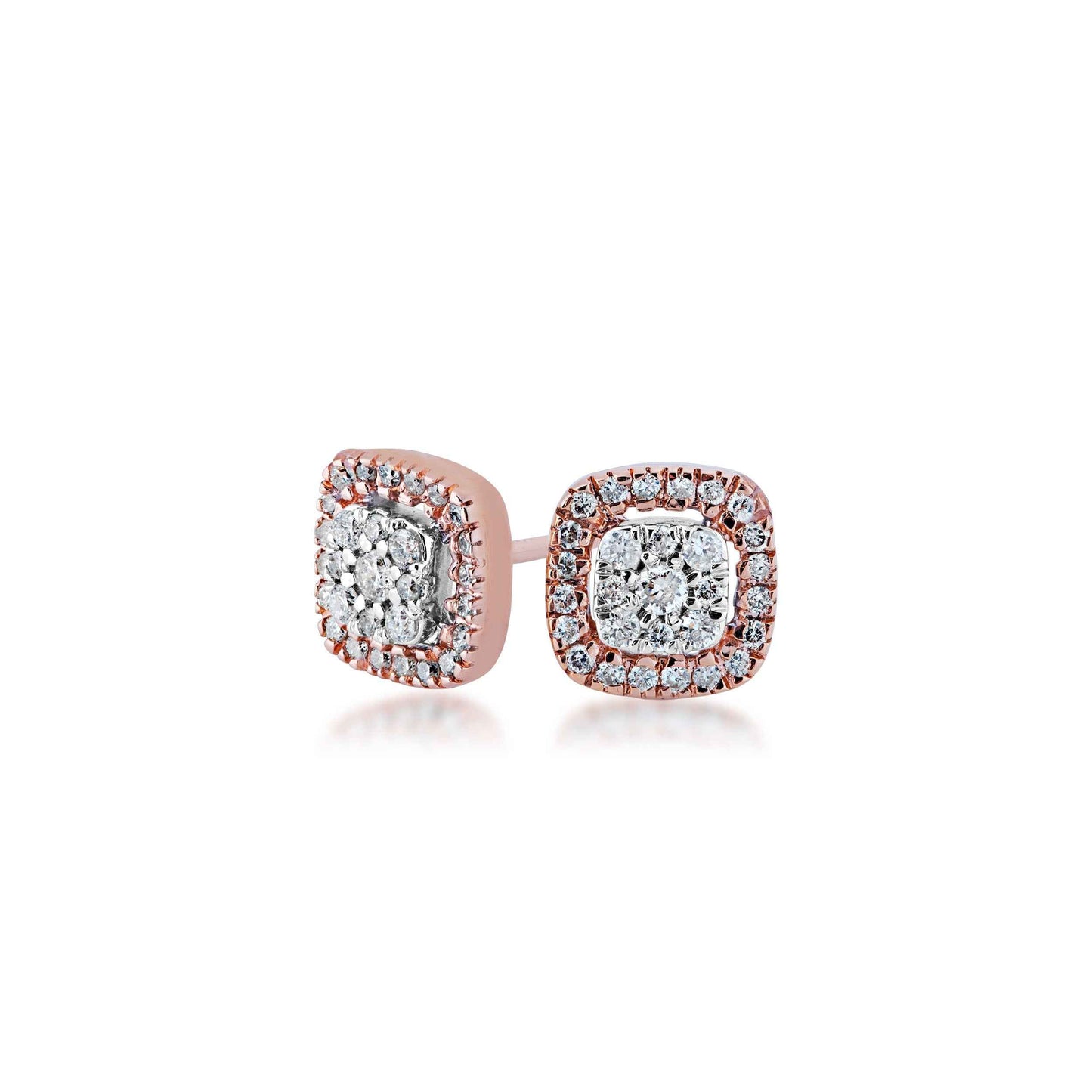 Fairytale Diamonds 1/4 ct. tw. Diamond Cluster Halo Post Earrings in 10K Pink Gold