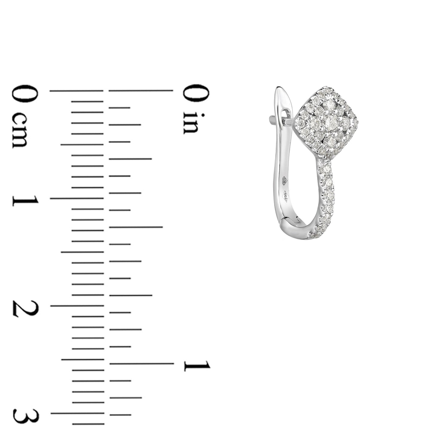 1/2 ct. tw. Diamond Cluster Halo Hinged-Back Earrings in 10K White Gold front view