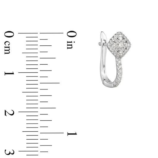1/2 ct. tw. Diamond Cluster Halo Hinged-Back Earrings in 10K White Gold front view