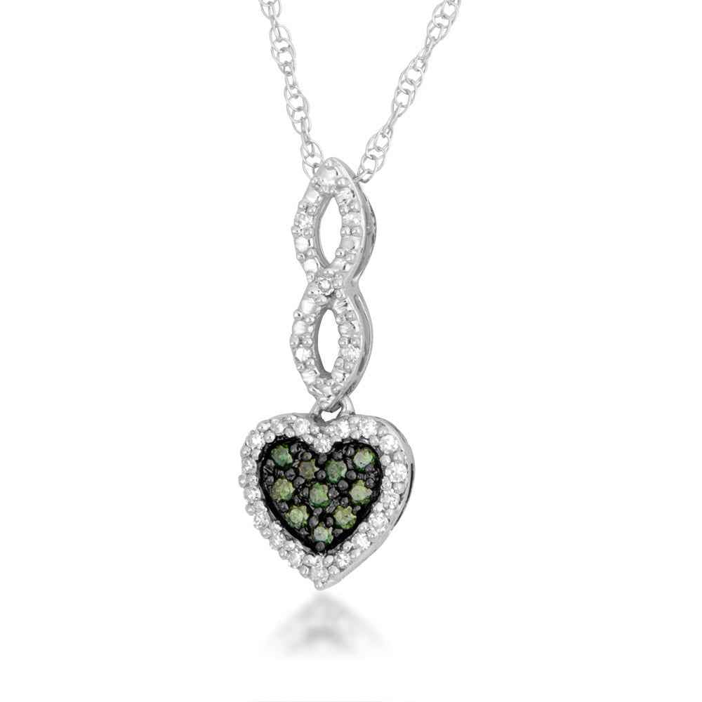 Ladies' Treated Green and White Diamond Heart Pendant