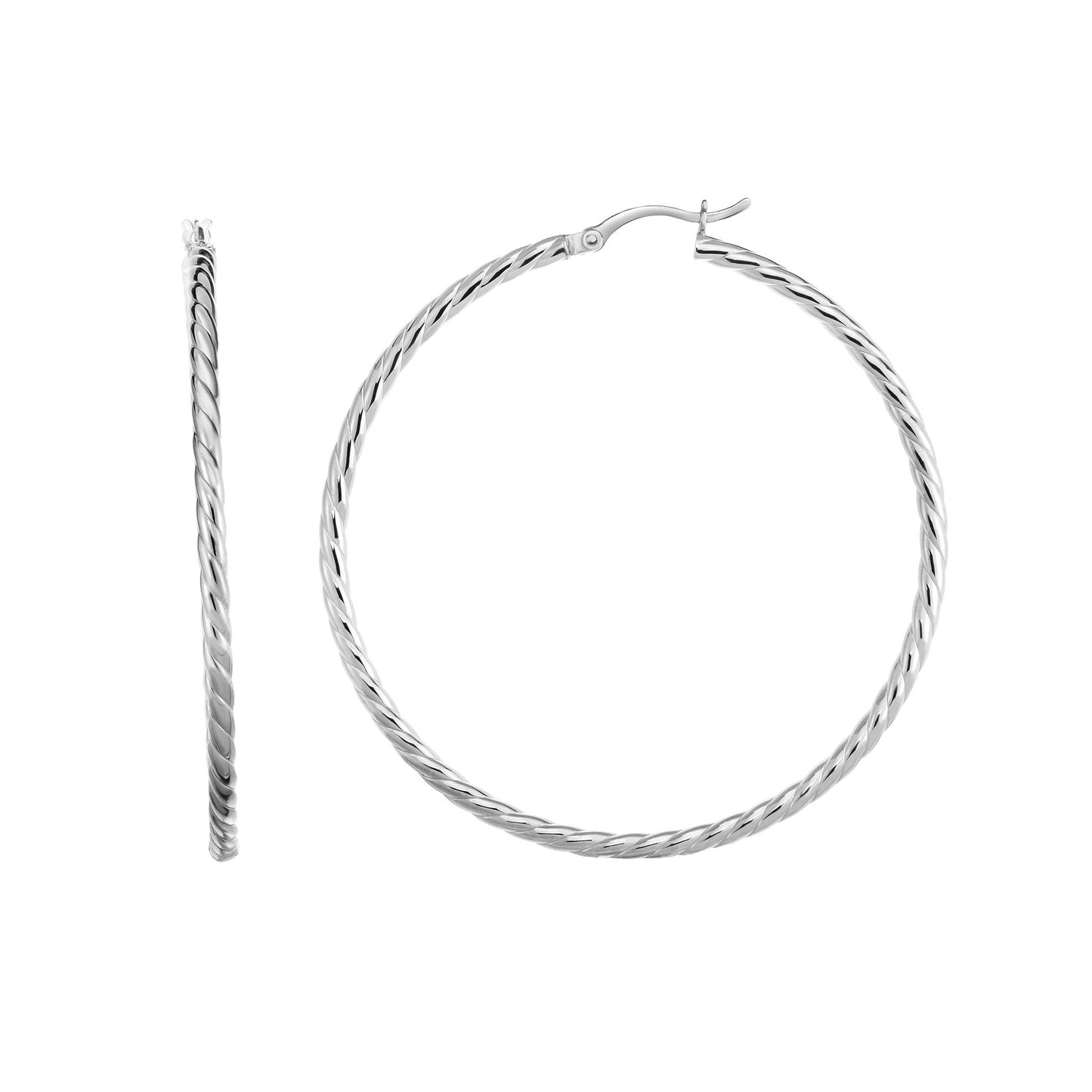 2.6x50mm Twisted Hoop Earrings in Sterling Silver