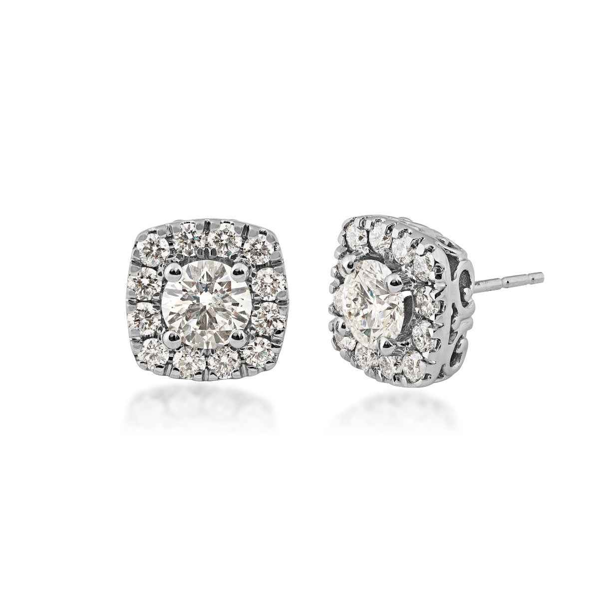 Adamante 2 ct. tw. Round Lab-Grown Diamond Halo Earrings in 14K White Gold