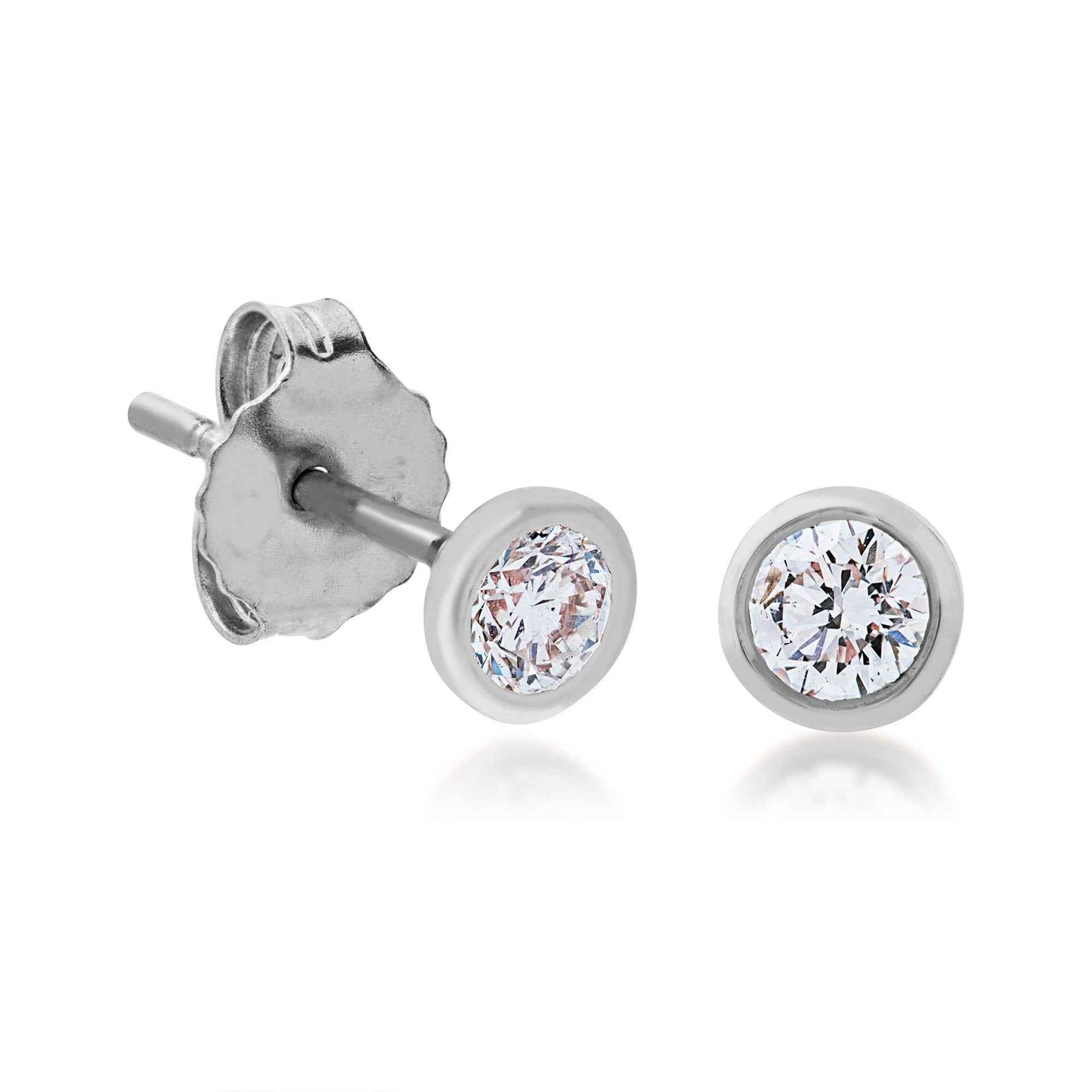 1/4 ct. tw. Round Bezel Set Diamond Stud Earrings in 14K White Gold