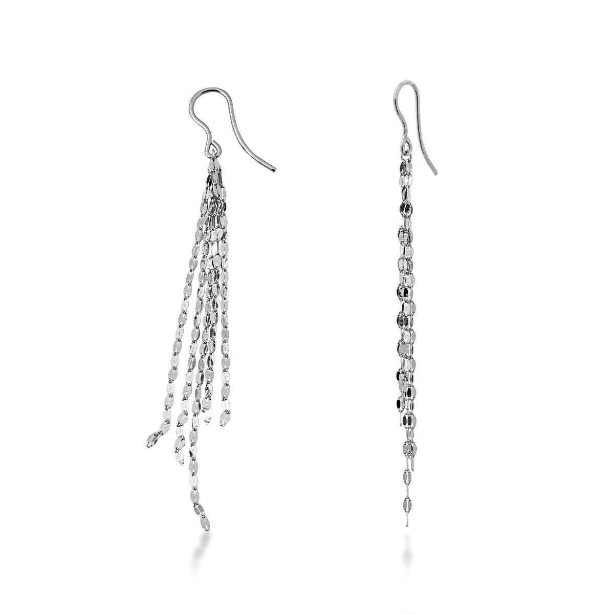 Tassel Style Earrings in 10K White Gold