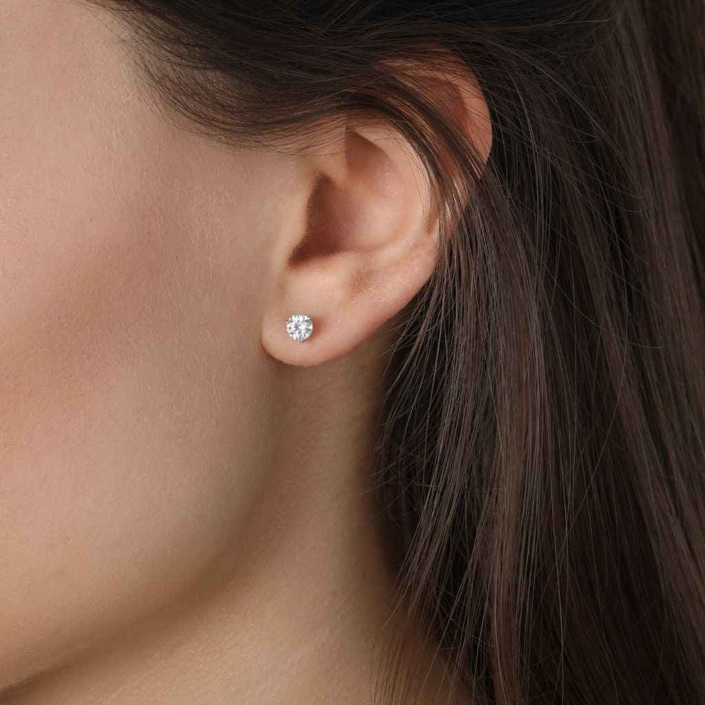 Lightbox Lab-Grown Diamond 1ct. tw. Round Solitaire Earrings in 10KT White Gold front view
