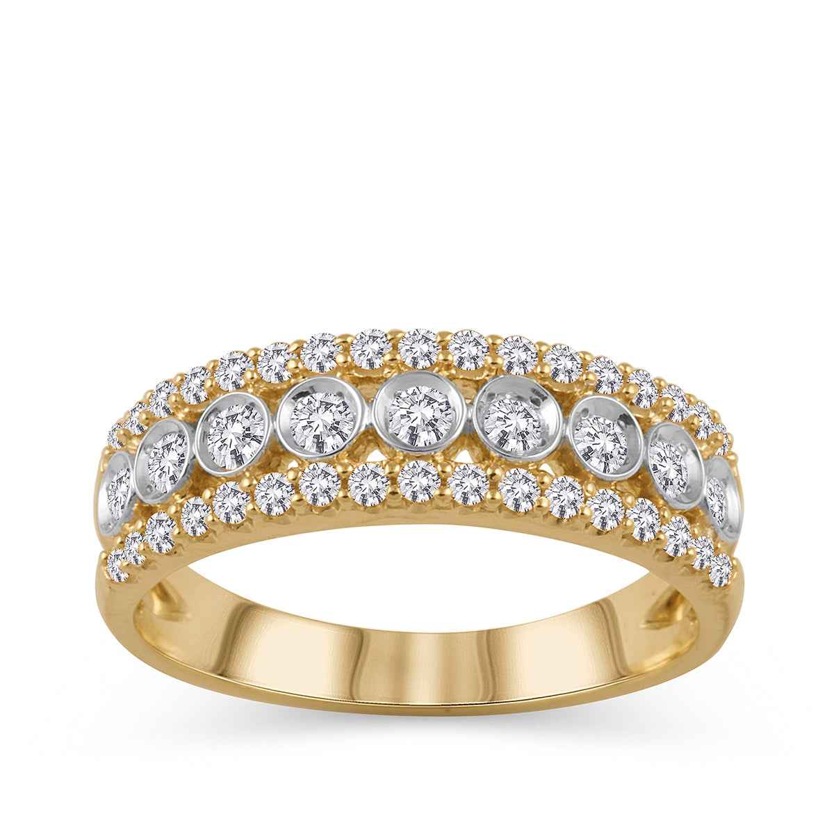 1/2 ct. tw. 9 Stone Round Brilliant Diamond Anniversary Band in 10K Yellow Gold