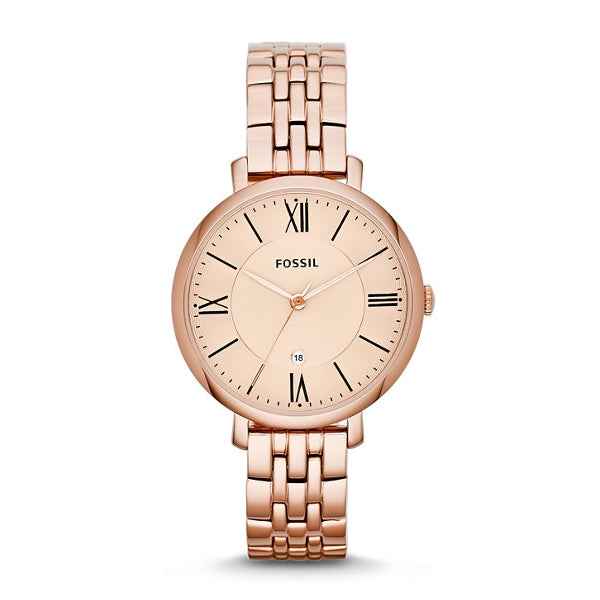 Fossil Ladies' Jacqueline Pink Gold-Tone Stainless Steel Watch with Pink Dial