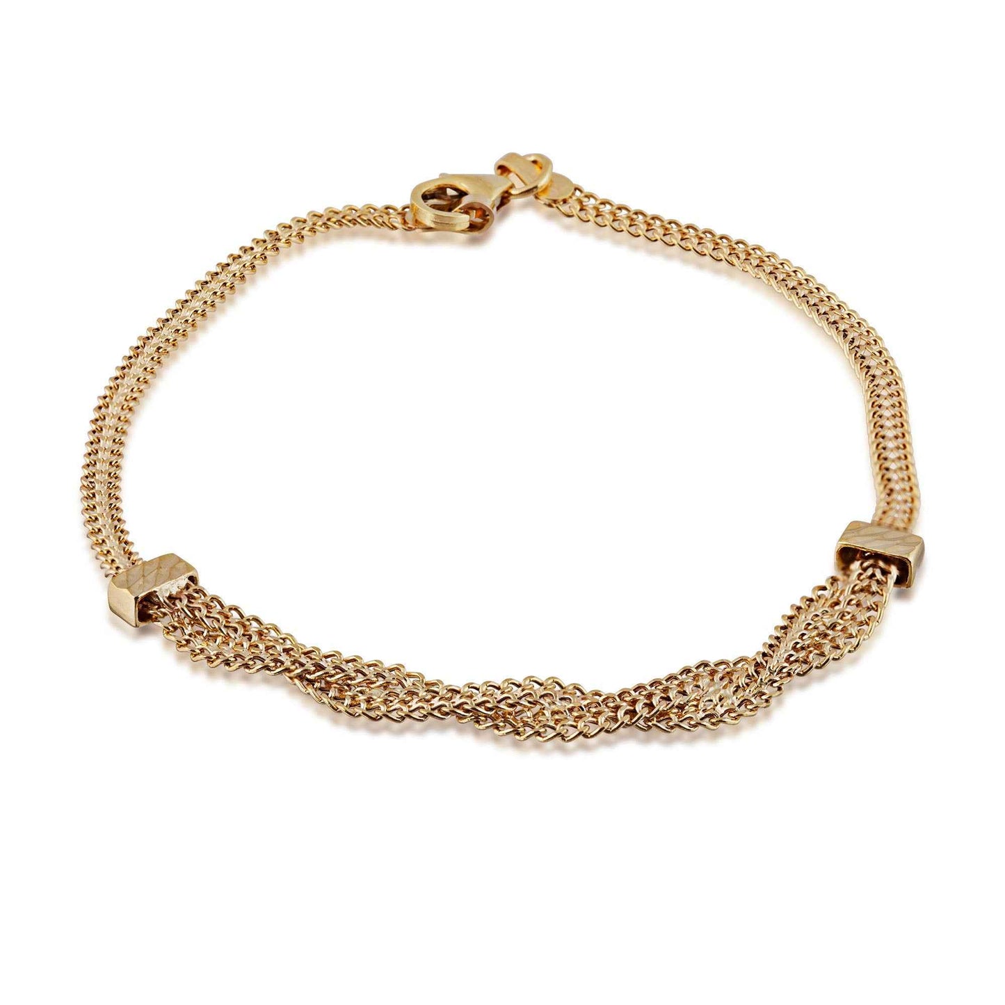 Ladies' Braided Curb 7.5-inch Bracelet in 10K Yellow Gold