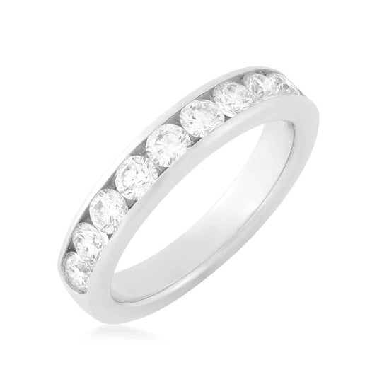 1 ct. tw. 10-Stone Channel Set Diamond Anniversary Band in 14K White Gold front view