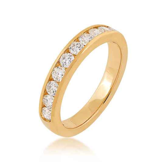 3/4 ct. tw. 10-Stone Channel Set Diamond Anniversary Band in 14K Yellow Gold front view